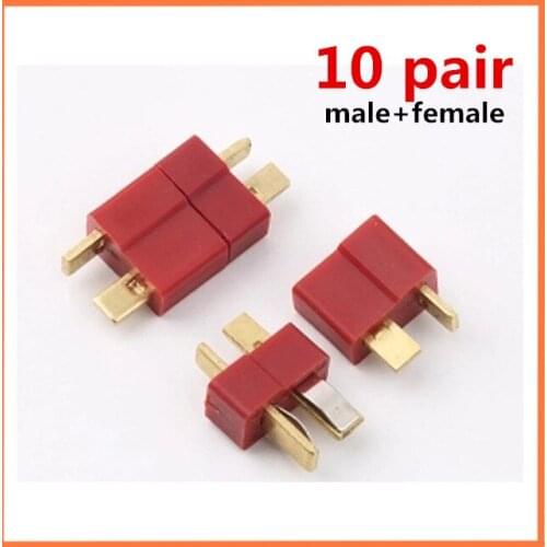 20pcs/LOT Top Quality RC Lipo Battery Helicopter 10 Pair T Plug Connectors Male Female for Deans (10pair)