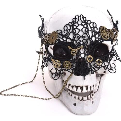 Vintage Punk Gear Clock Wheel Mask Handmade Gothic Victorian Lace Gear Mask Lolita Retro Accessories Cosplay Costumes Steampunk