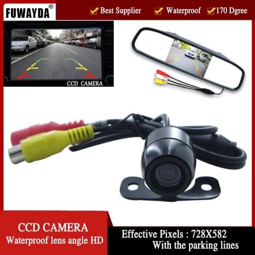 FUWAYDA Waterproof Car Rear View Backup Camera High-definition 150 Degree Viewing Angle ,with 4.3 Inch rearview mirror monitor