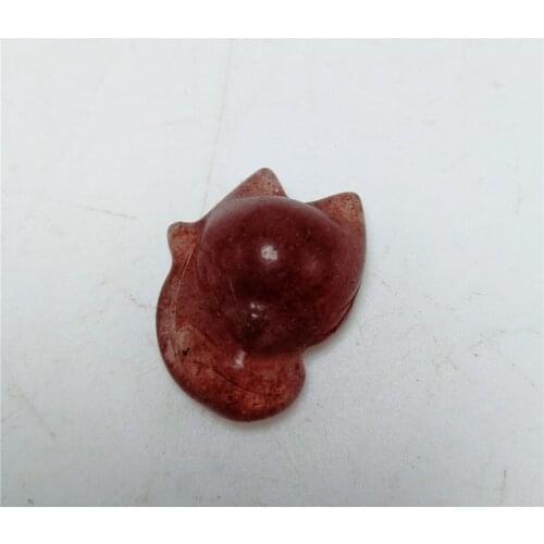 1-2 pcs Beautiful strawberry quartz crystal stone animal cute fox healing stone for pendant necklace and lucky