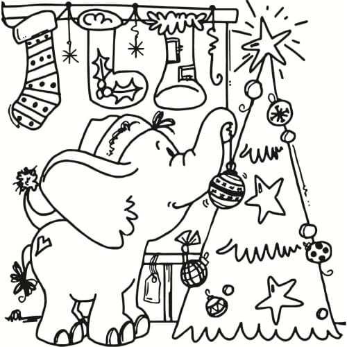 10x10 Elephant hanging lantern Transparent Clear Rubber Stamp Sheet Cling Scrapbooking Photo Album PaperCard DIY Craft