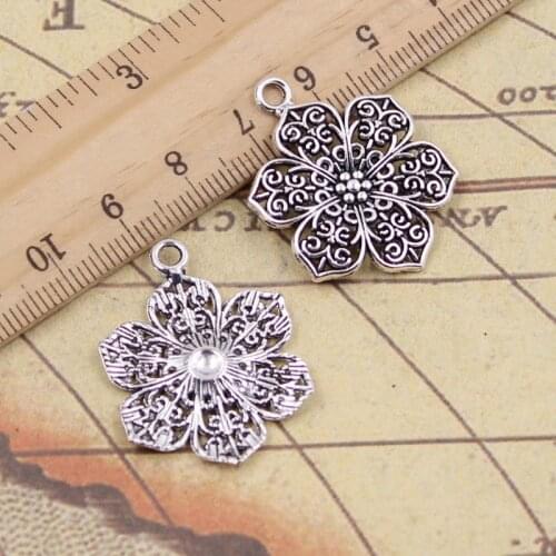 15pcs Charms Flower 32x24mm Tibetan Bronze Silver Pendants Crafts Making Findings Handmade Antique Jewelry DIY For Necklace