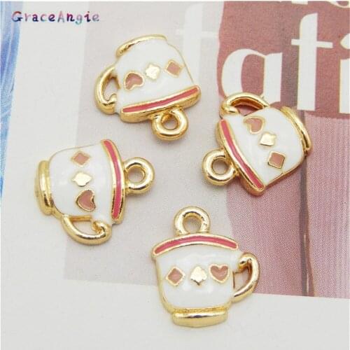 8pcs/pack Enamel Cup Pendant 13*11mm Charms Jewelry DIY Cute Necklace Bracelet Jewelry Vintage Earrings Key chain Craft Bangle