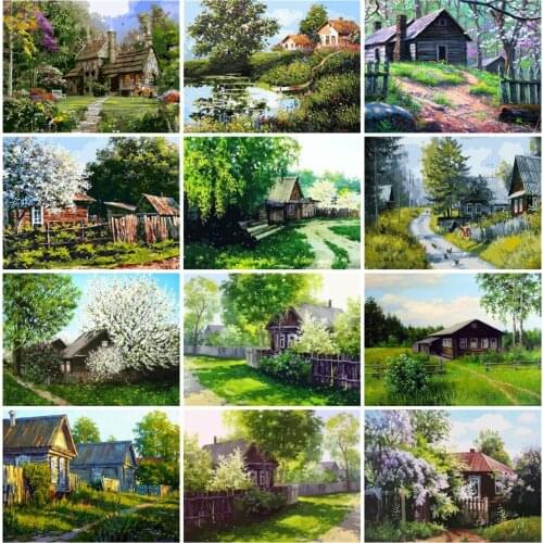 AZQSD Diamond Painting 5d House Picture Of Rhinestones Diamond Embroidery Nature Scenery 5d Diy Gift Home Decor Handmade