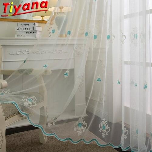 Noble Elegance Embroidered Tulle Curtains for Living Room European Geometry Sheer Tulle for Kitchen Balcony #30