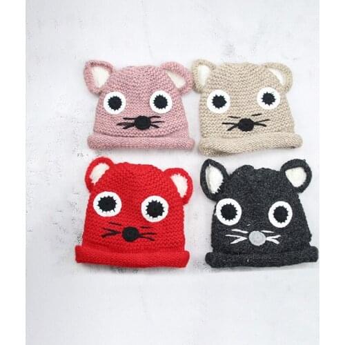 Children Knitted Hats 2020 New Arrival Toddler Boys Winter Warm Skullies Cap Big Eyes Baby Plush Inside Hat Boy Girl Hat Beanies