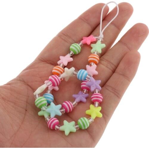DIY Colorful Beaded Phone Lanyard Wrist Strap Beads Charms Anti-lost