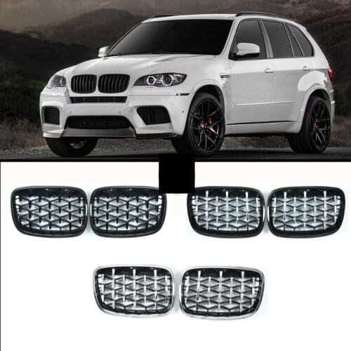 For BMW X5 E70 X6 E71 Diamond Grille Meteor Style Front Bumper Grill Car Styling 2007-2013