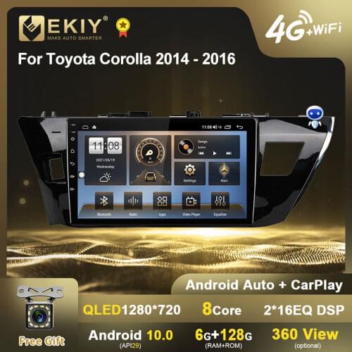 EKIY QLED DSP Android 10 Car Radio For Toyota Corolla 2014 - 2016 GPS Navigation Multimedia Video Player BT No 2 Din Carplay DVD