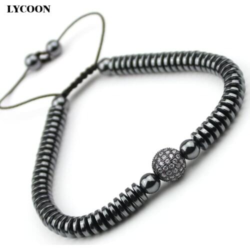 Hot!! Health magnet HEMATITE beads bracelet gold prong setting white Cubic Zirconia DIY strand men bracelets size adjustable