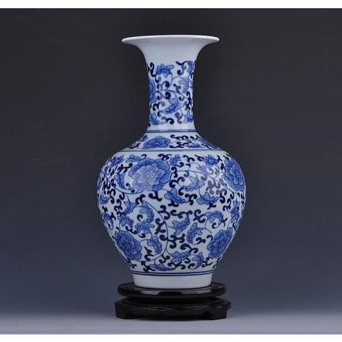 King of Connaught Jingdezhen ceramics hand-painted antique blue bottle classical modern handicraft decoration decoration Home Fu