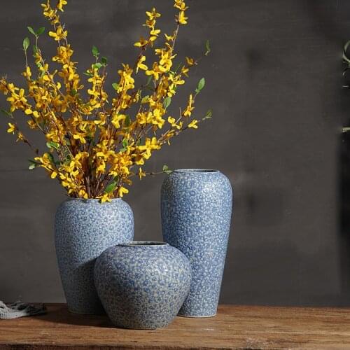 Chinese Jingdezhen Ceramic Retro Stoneware Vase Dried Flowers Arrangement Home Livingroom Desktop Bookcase Furnishings Crafts