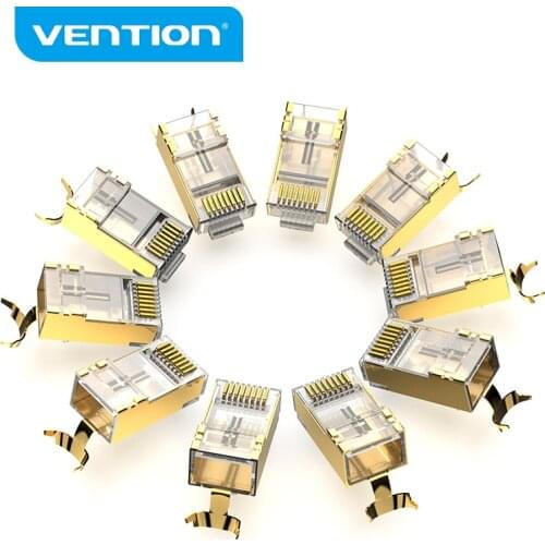 Vention Cat8 RJ45 Connector 8P8C Modular Ethernet Cable Head Plug Gold-plated Cat8 FTP Crimp Network RJ45 Crimper Connector Cat8