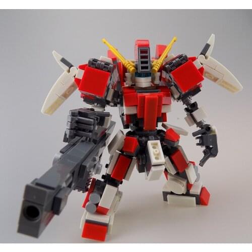 441Pcs STEM MOC X Team Heavy Artillery AI Mecha Model Small Particle Building Blocks Educational Toy Set