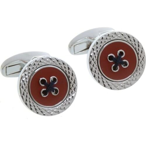 Copper Metal Cufflinks For Mens Red/Black Epoxy Cuff Link Gift For Boyfriend Buttons