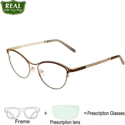 Retro Metal Cat Eye Titanium Progressive Prescription Glasses Square Anti Blue Eyewear Optical Myopia Eyeglasses