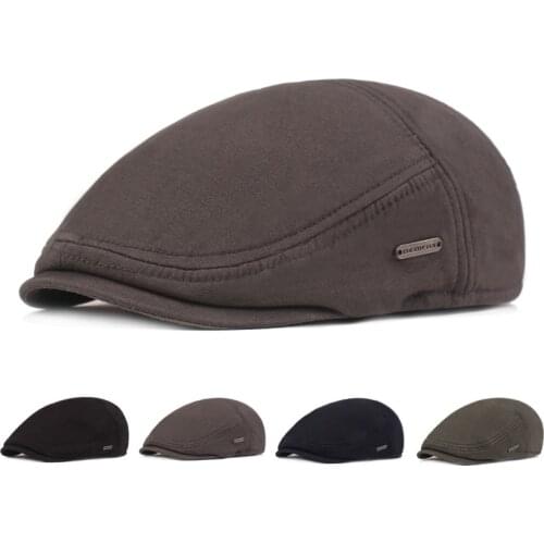 Fashion Men Cotton Beret Cap Newsboys Duckbill Cap Adjustable Vintage Hip Hop Painter Hat Wild Casual Sport Hat Mens Berets