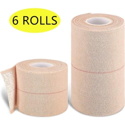 6 Rolls Adhesive Elastic Tape Set EAB Heavy Flexible Stretch Bandages for Sports Ankle/ Knee Wrist Sprains First Aid Elastikon