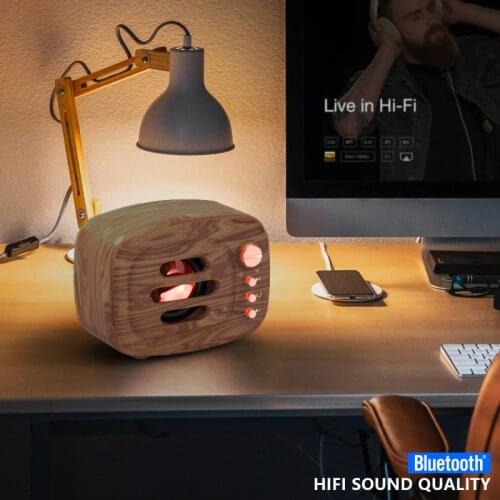 New B11 Wireless Video Bluetooth-compatible Speaker Support TF Card Stereo Retro Wood Grain Speakers
