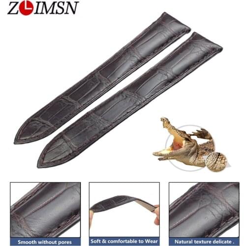 ZLIMSN Alligator Skin Watch Band 12mm-26mm Strap Suitable For Cartier Watch Belt Mens Women Luxury Crocodile Leather Watchband