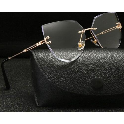 Cat Eye Sunglasses for Women Fashion Vintage UV400 Rimless Shades Glasses Women Men Designer Eyewear Shades for Women Gafas