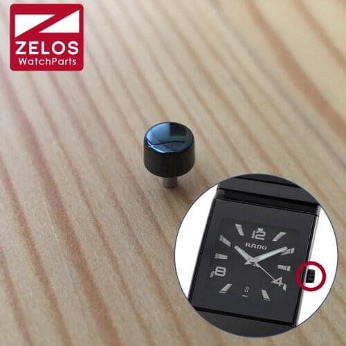 Steel black crown for RADO Sintra 152 older-model quartz watch
