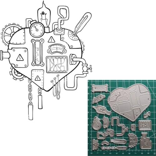 Steampunk Heart scrapbooking new arrival 2020 metal stencils for cutting Dies scrapbooking layering stencils