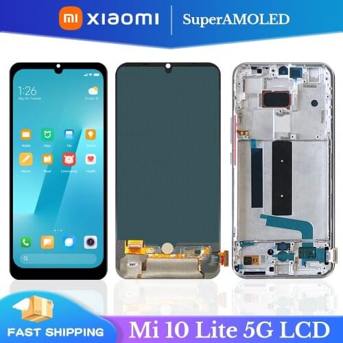 Super AMOLED For Xiaomi Mi 10 Lite 5G LCD Display 10 Touch Screen Digitizer Assembly For Mi 10 Lite 5G Display Replacement