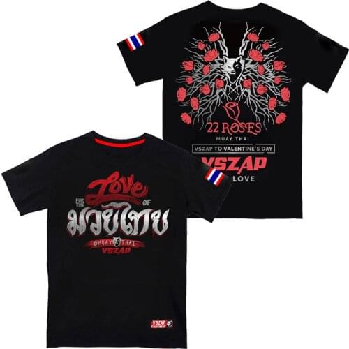 Thai boxing training fighting mens sports fighting t-shirts lovers fitness wulin wind MMA cotton broadcast