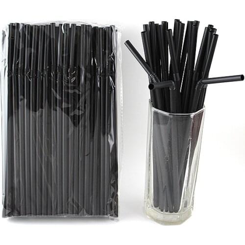 100PCS Mini Short Cocktail Straws Small Black Plastic Straws 21CM Length 0.6CM Thin For Birthday Wedding Party Event Drinking