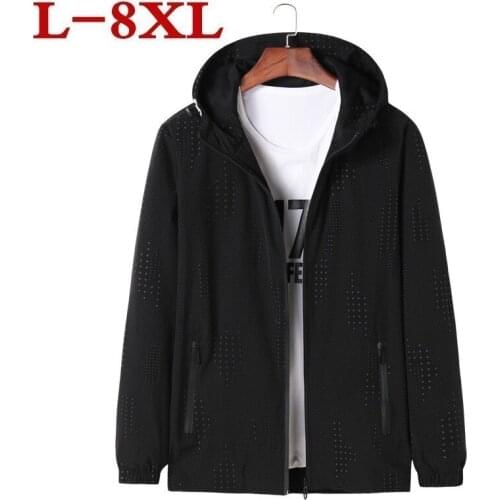 Spring 8XL 7XL 2020 New Autumn Bomber Hooded Men Casual Slim Patchwork Windbreaker Jacket Male Outwear Zipper Thin Coat