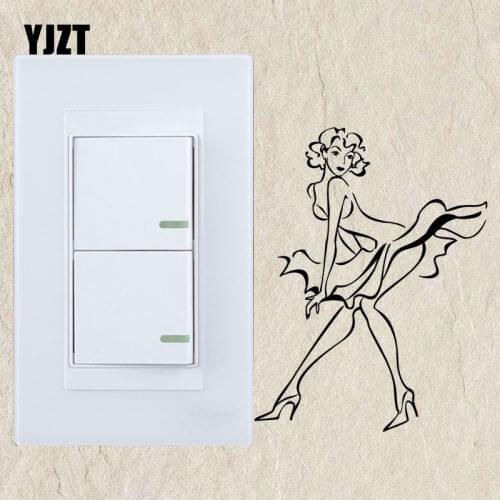 YJZT Abstract Retro Star Girl Marilyn Monroe Wall Sticker Light Switch Decal Vinyl Home Decor 8SS-2670