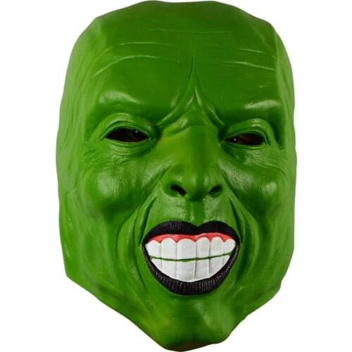 X-merry toy Movie The Mask Jim Carrey Cosplay Green Face Funny Mask Halloween Party Clothing Props