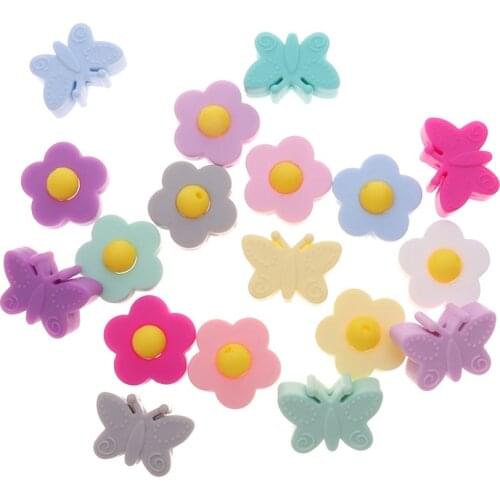 10pc Mini Butterfly Silicone Flower Baby Teether Bead BPA Free Infant Biting Necklace Accessory DIY Newborn Teething Nursing Toy
