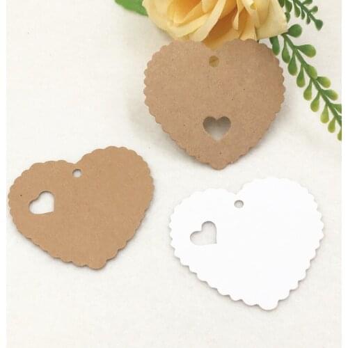 100pcs heart shape wedding favors tag kraft thank you gift label tag happy birthday kraft hang lable
