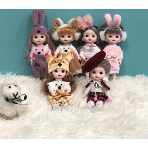 New 2PCS Ball Jointed 6 Inch Doll With Long Hair Little Princess Suit Clothes Lovely Pocket Dolls Children Toy For Girl Present