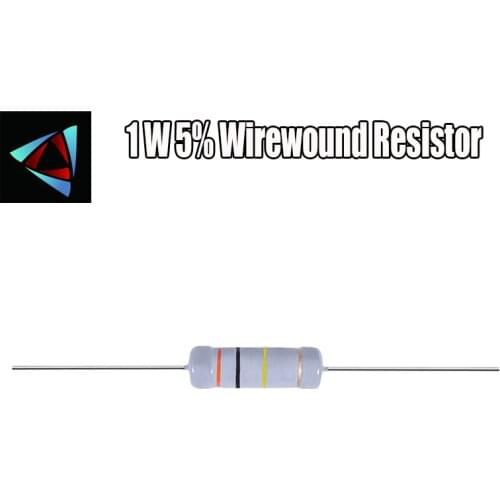 20pcs 1W5% Wirewound Resistor +-5% 0.1E 1E 3.3E 4.7E 5.1E 10E 100E 0.22E 3.9E 0.5E 0.39E 22E ohm