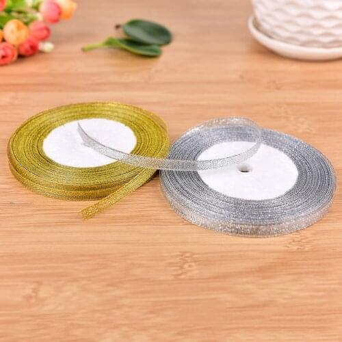 25yards/rool Silk Satin Ribbon Gold/Sliver Wrapping Christmas Decorative DIY 6mm Ribbon Wrapping Scrapbooking Supplies