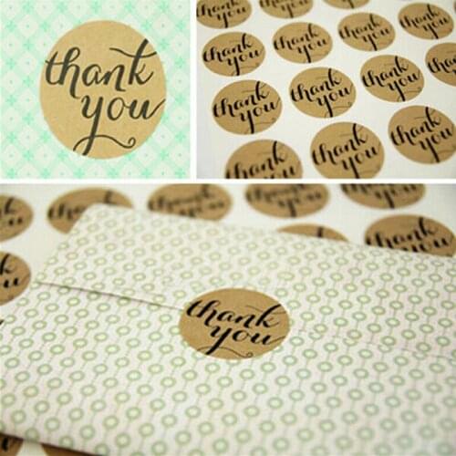 36 Labels Thank You Craft Decoration Seal Packaging Seals Kraft Sticker Labels