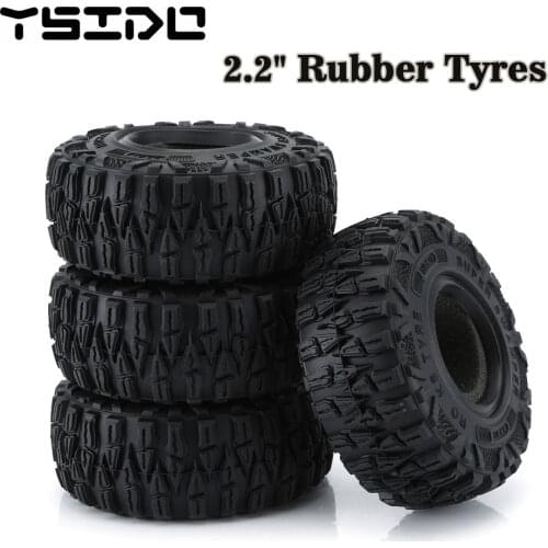 4Pcs 2.2" Rubber Tyres Wheel Tires for 1:10 RC Rock Crawler AXIAL SCX10 RR10 WRAITH 90056 90045 90031 YETI 90026 90025 TRX-4 TRX