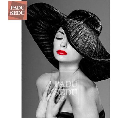 5d Diamond Painting Black And White Women With Hat Daimond Painting Embroidery Cross Stitch Kits Woman Wall Pictures Decor Room