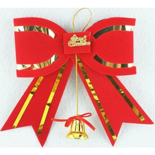 ANGRLY Merry Christmas Decoration Paper Material Bows With Bell Christmas Tree Decorations Dimensional Bow Tie Christmas