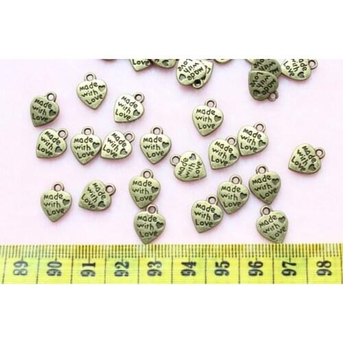 800pcs 12x10mm Antique bronze vintage zinc alloy Made with love charms pendant free shipping lead and nickle free