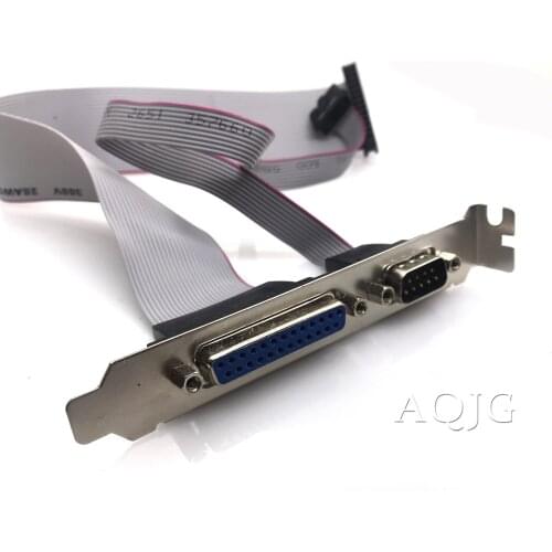For PCI Slot Header Serial DB9 Pin With Parallel DB25 Pin Cable 28.5cm With Bracket For Parallel LPT Printer COM Serial