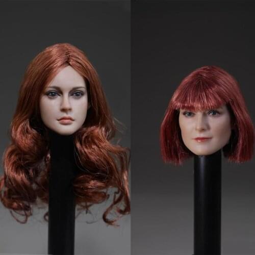 DSTOYS 1:6 female head carving D-005 European and American face long curly hairstyle head carving D-006 short hairstyle head