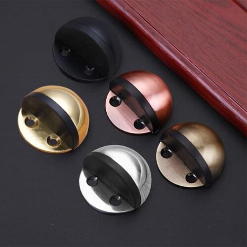 Door Stopper Stainless Steel Rubber Bumper Catch Hardware Floor Mounted Nail-free Hidden Door Non Punching Sticker Hidden Holder