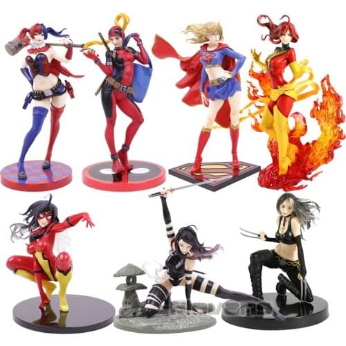 Bishoujo Statue Dark Phoenix Supergirl Lady Deadpool Spider Woman Psylocke X-23 PVC Figure Model Toy