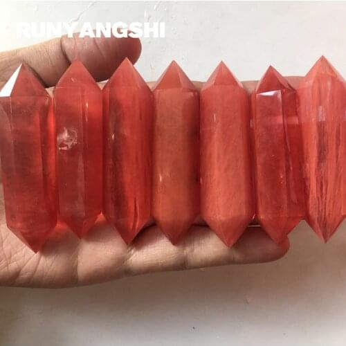 Red Lava Rock Column 2 Tips Natural Stones and Minerals High Quality 1 Pc Wholesale Factory Stone Runyangshi ZH16
