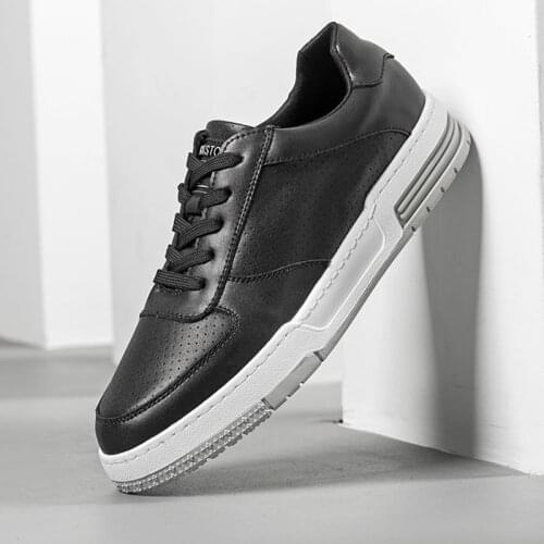 Leather Casual Shoes Men Spring Autumn Fashion White Sneakers Male Adult Breathable Genuine Leather Men Shoes