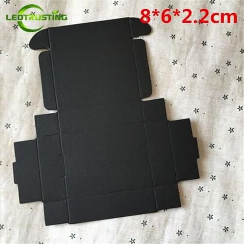 Leotrusting 50pcs 8*6*2.2cm Small Blank Black Paper Box Black Cardboard Paper Gift Packaging Box Handmade Gift Paper Boxes